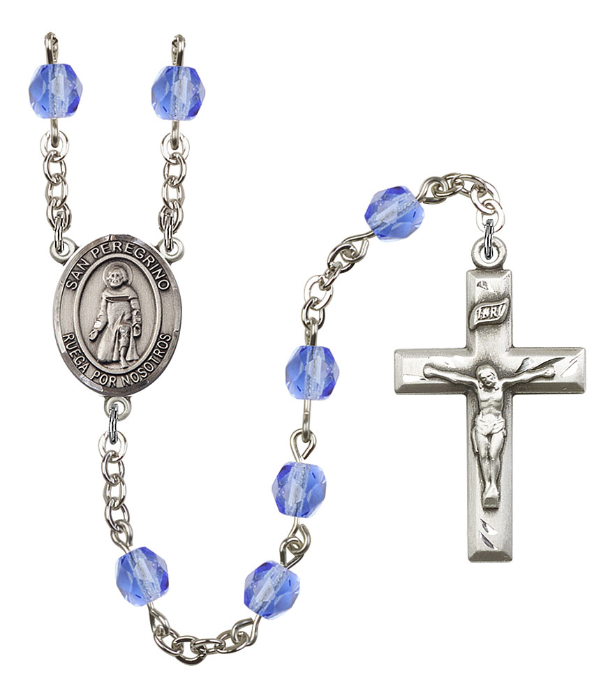 San Peregrino Engravable Rosary with Sapphire Beads