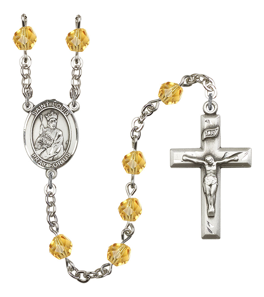 Saint Louis Engravable Rosary with Topaz Beads