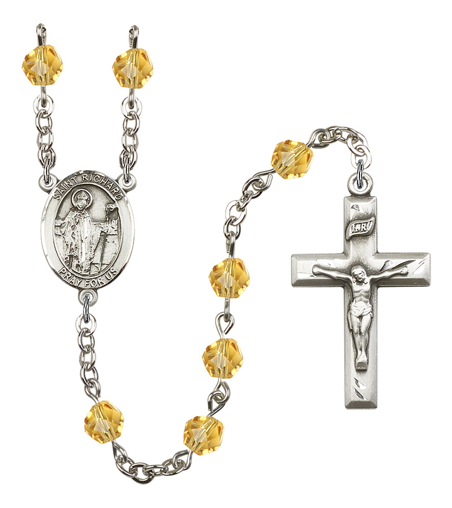 Saint Richard Engravable Rosary with Topaz Beads