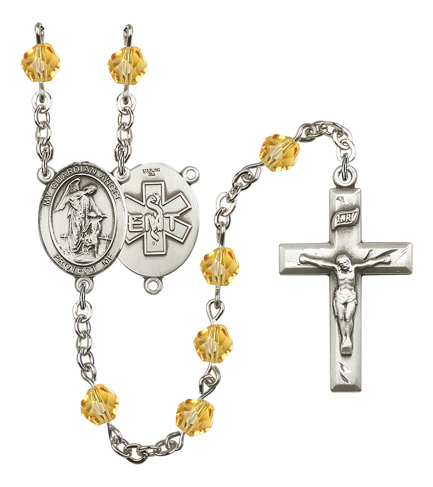 Guardian Angel and EMT Rosary with Topaz Beads