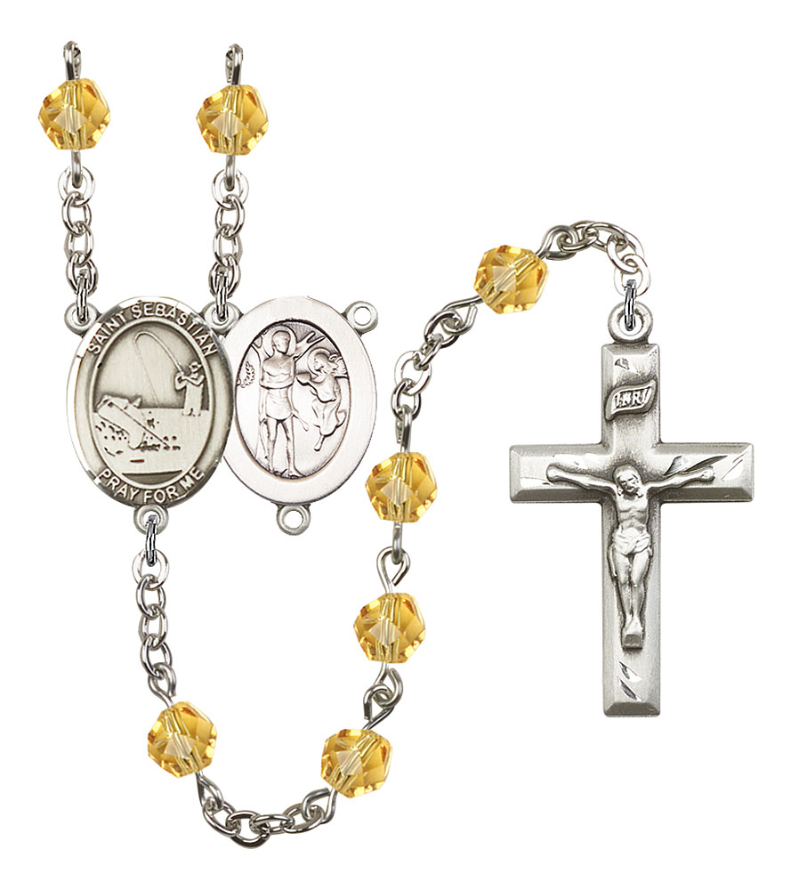 Saint Sebastian and Fishing Rosary with Topaz Beads