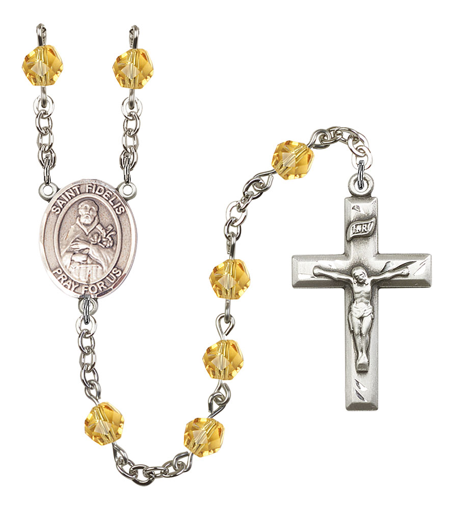 Saint Fidelis Engravable Rosary with Topaz Beads