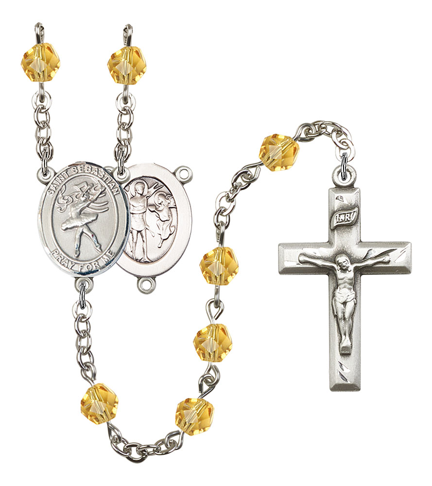 Saint Sebastian and Dance Rosary with Topaz Beads