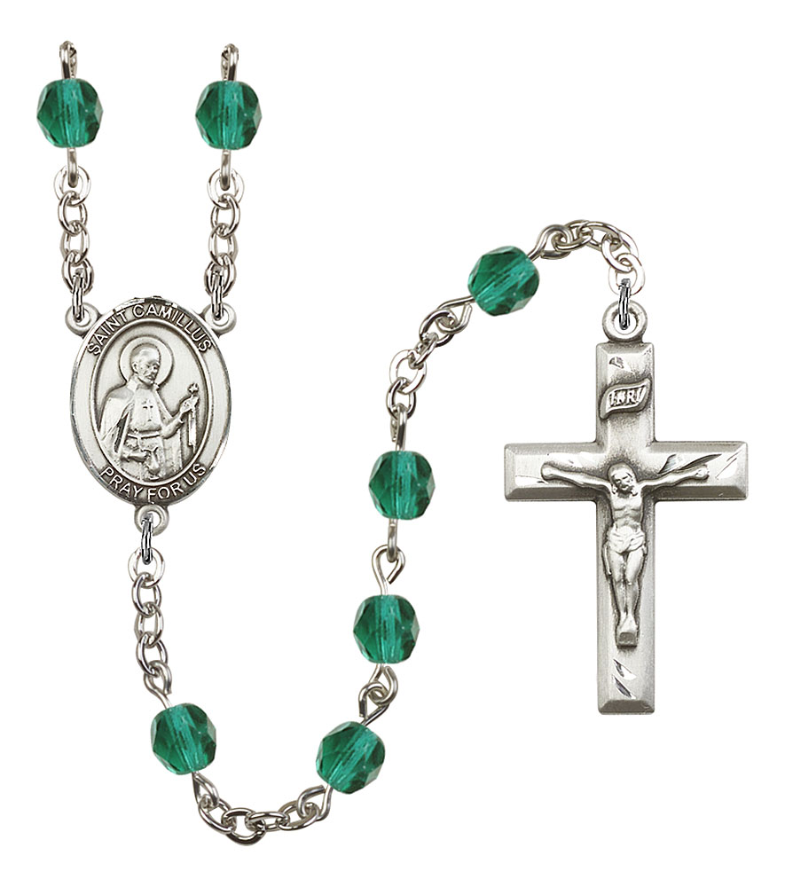 Saint Camillus of Lellis Engravable Rosary with Zircon Beads