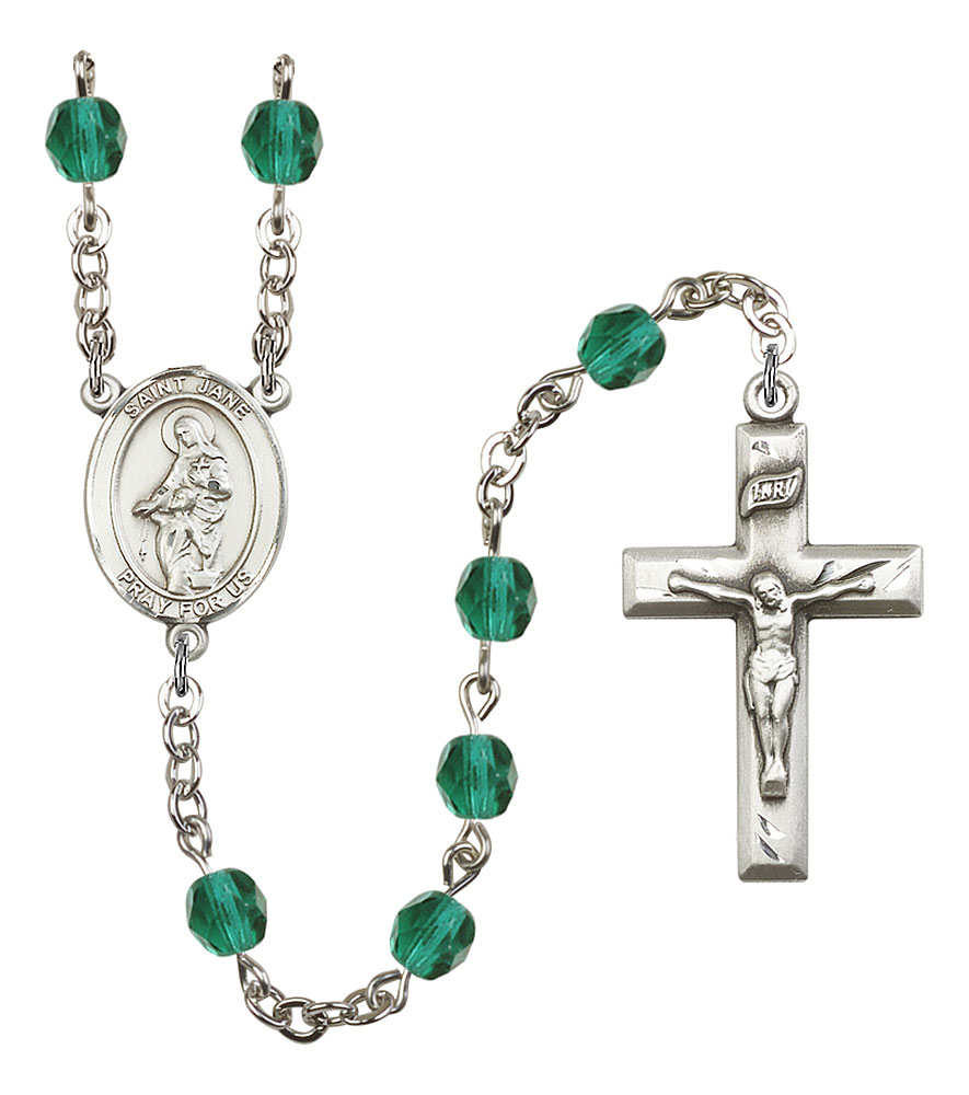 Saint Jane of Valois Engravable Rosary with Zircon Beads