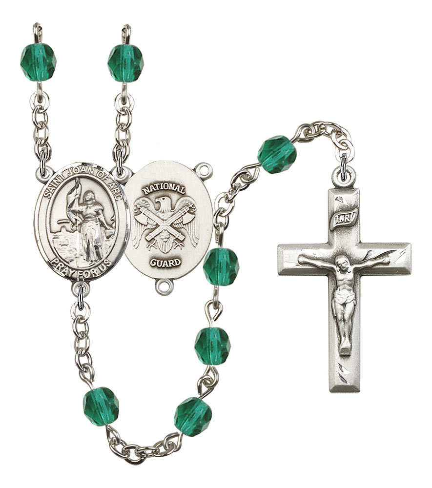 Saint Joan of Arc and Nat'l Guard Rosary with Zircon Beads