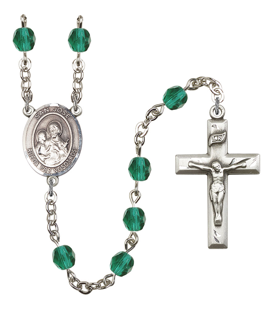 San Jose Engravable Rosary with Zircon Beads