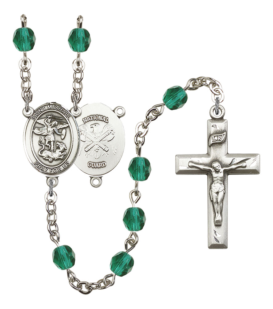 Saint Michael and Nat'l Guard Rosary with Zircon Beads