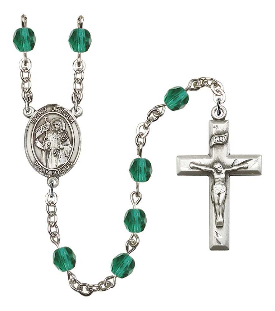 Saint Ursula Engravable Rosary with Zircon Beads