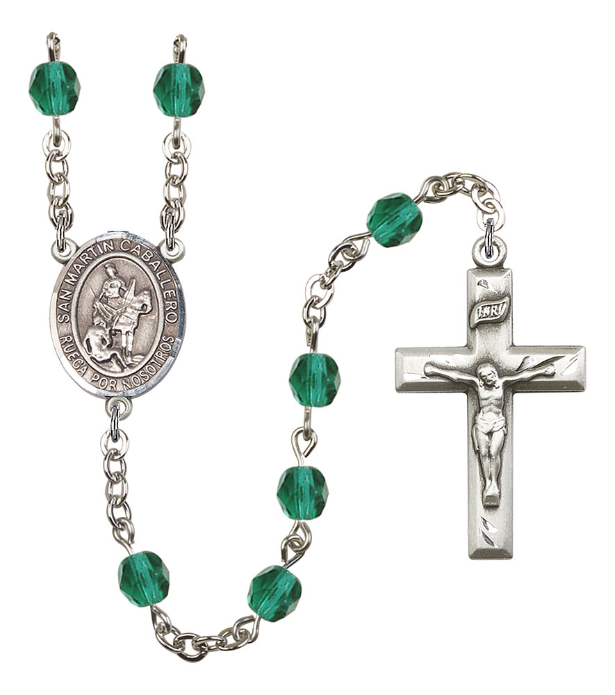 San Martin Caballero Engravable Rosary with Zircon Beads