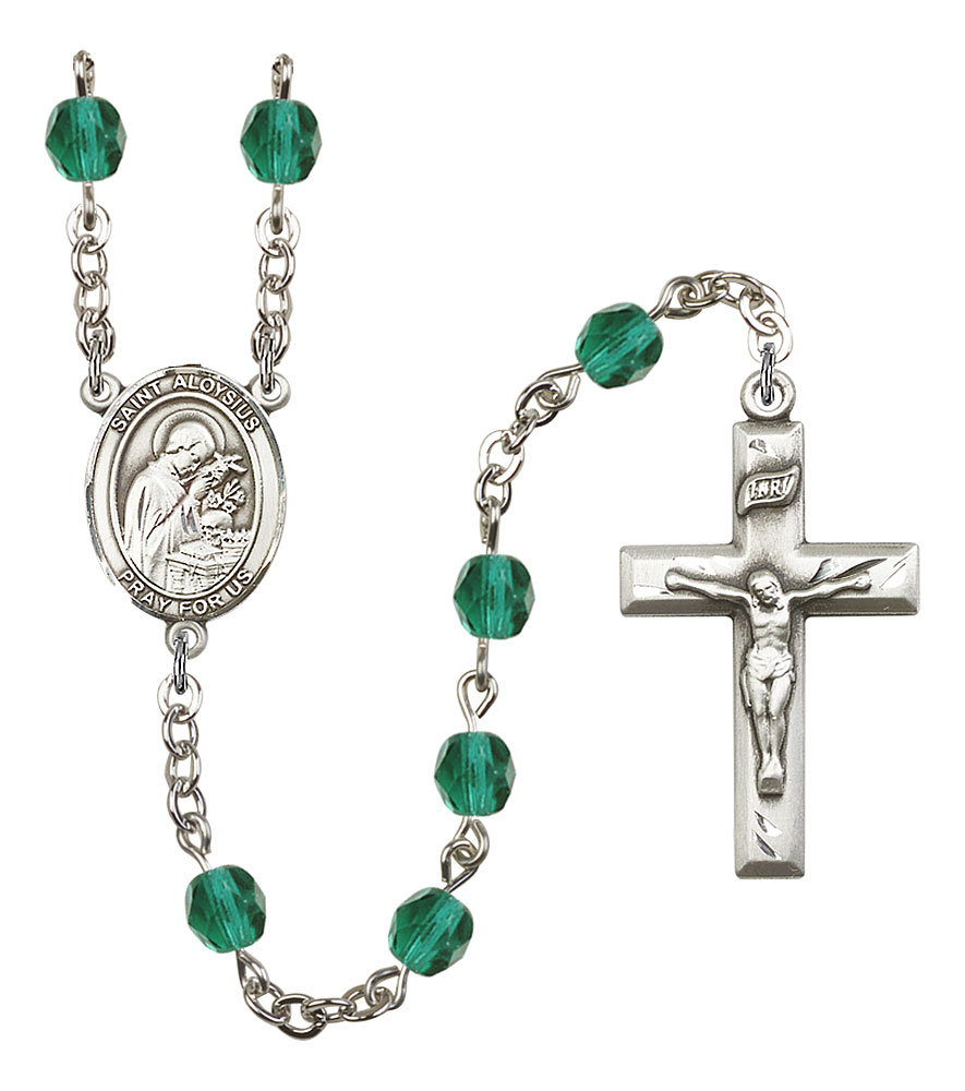 Saint Aloysius Gonzaga Engravable Rosary with Zircon Beads