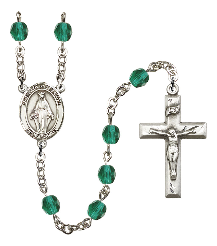 Our Lady of Lebanon Engravable Rosary with Zircon Beads