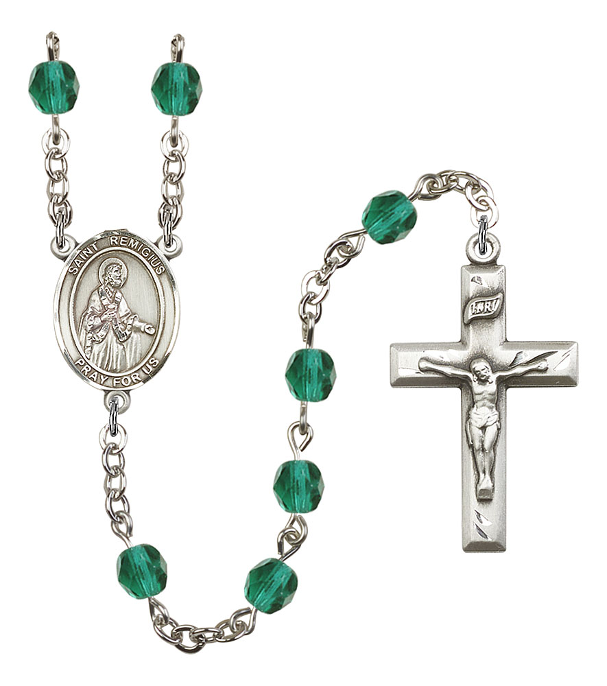 Saint Remigius of Reims Engravable Rosary with Zircon Beads