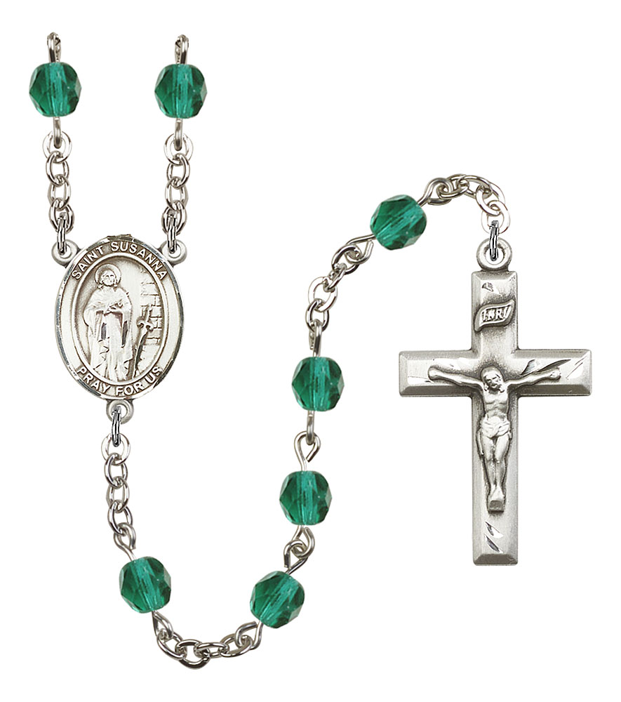 Saint Susanna Engravable Rosary with Zircon Beads