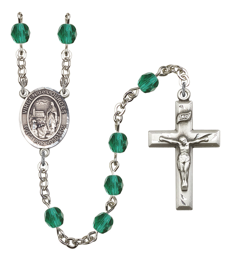 Virgen del Lourdes Engravable Rosary with Zircon Beads