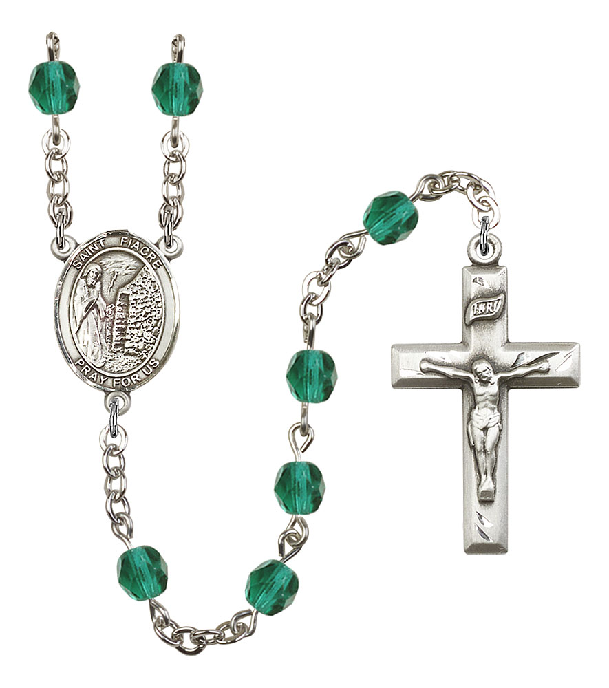 Saint Fiacre Engravable Rosary with Zircon Beads