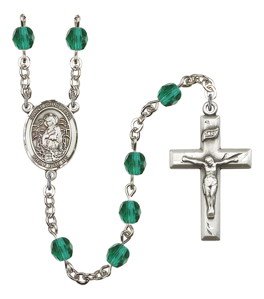 Saint Christina the Astonishing Engravable Rosary with Zircon Beads