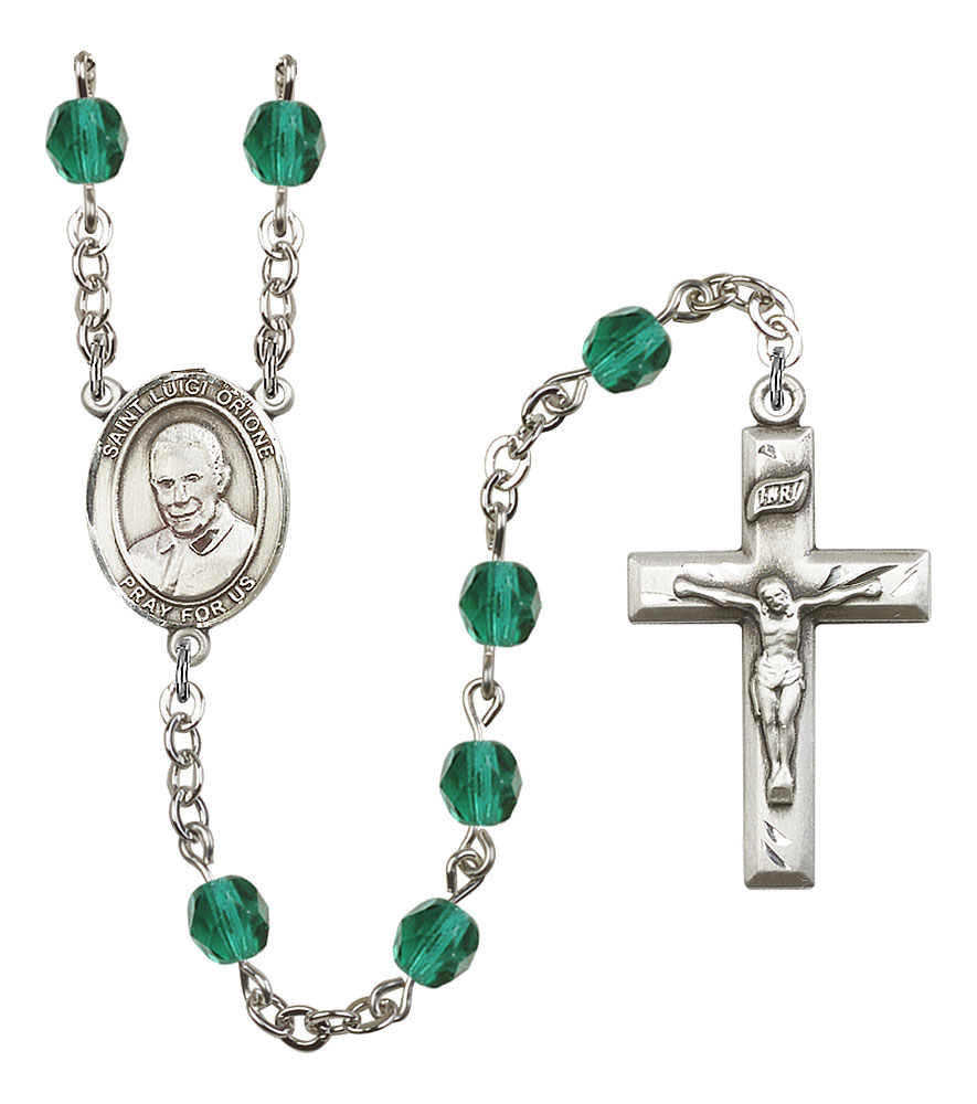 Saint Luigi Orione Engravable Rosary with Zircon Beads