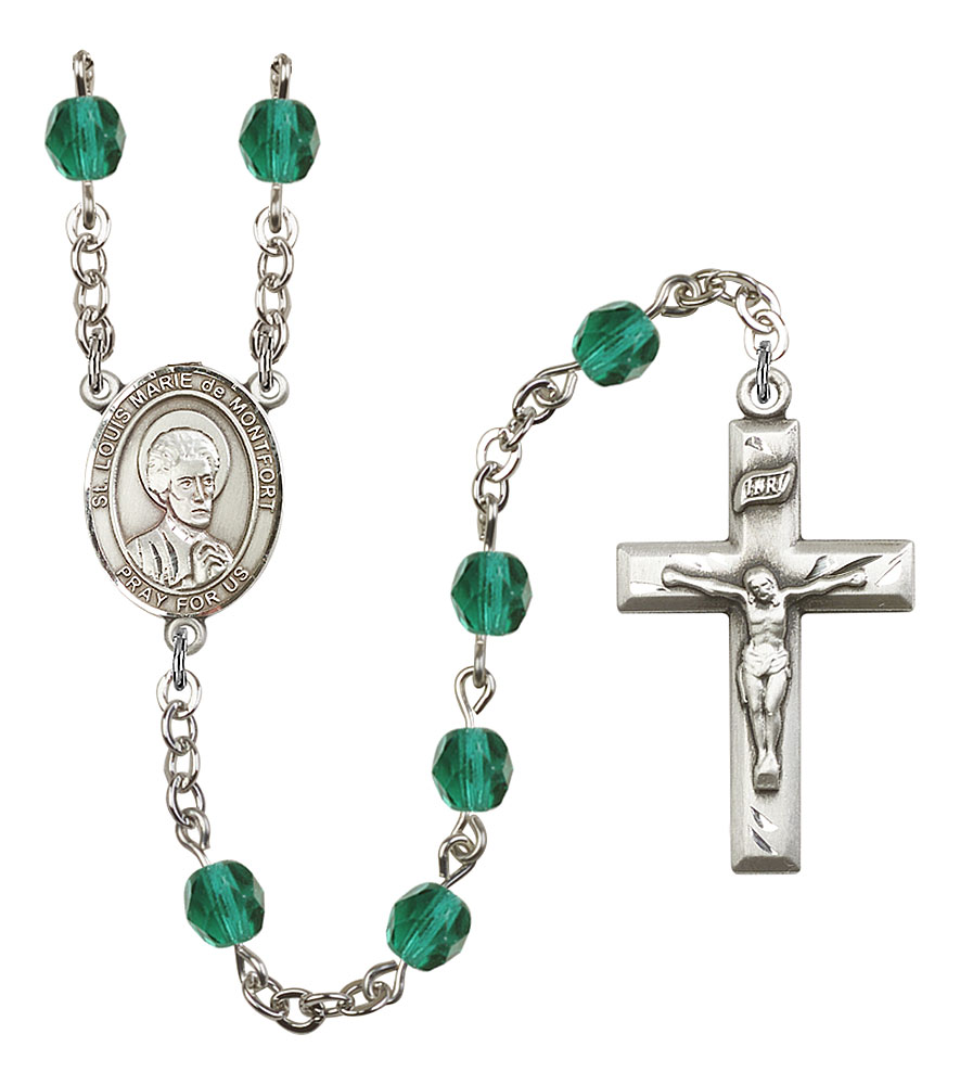 Saint Louis Marie de Montfort Engravable Rosary with Zircon Beads
