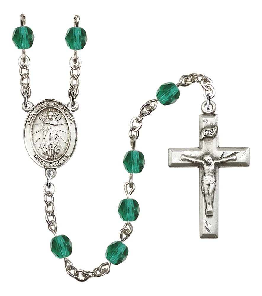 Our Lady of Tears Engravable Rosary with Zircon Beads
