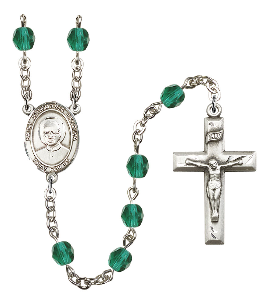 Saint Josemaria Escriva Engravable Rosary with Zircon Beads