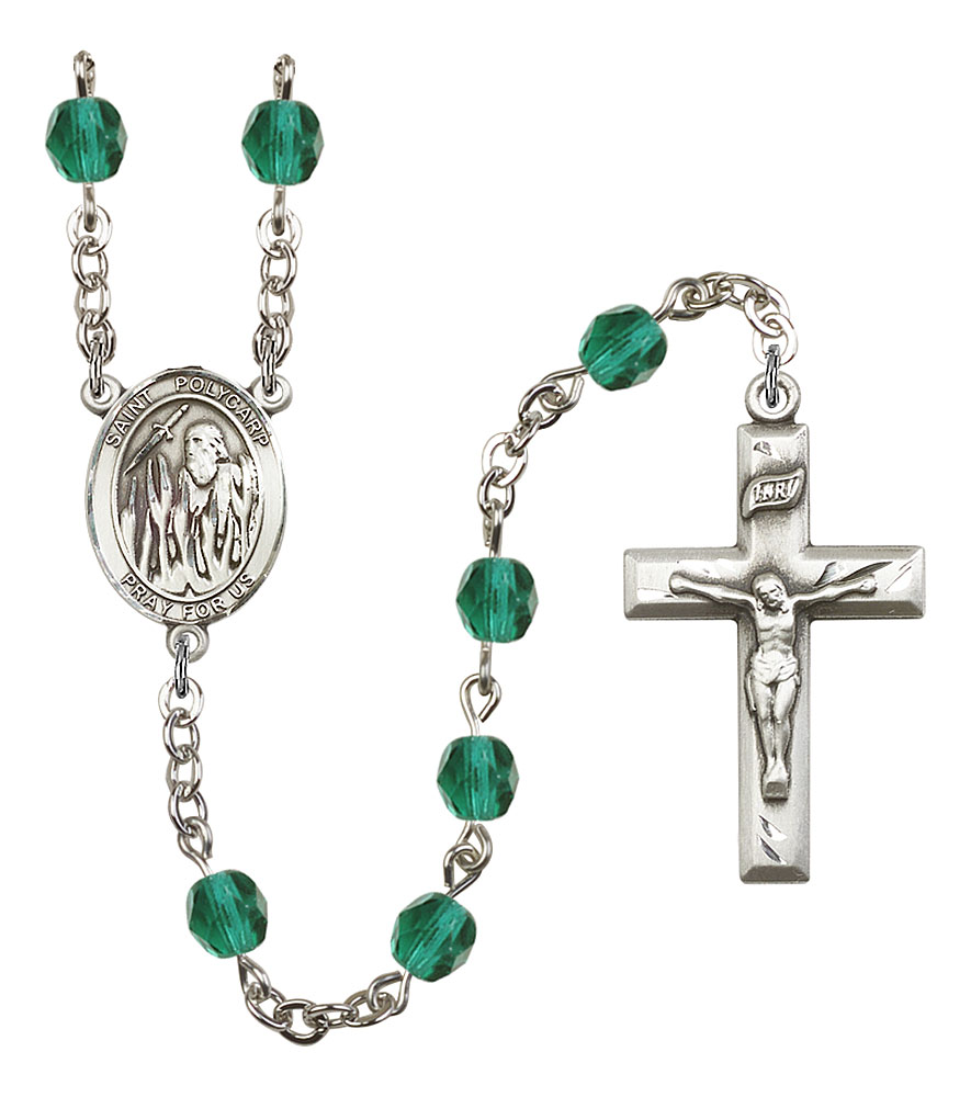 Saint Polycarp of Smyrna Engravable Rosary with Zircon Beads