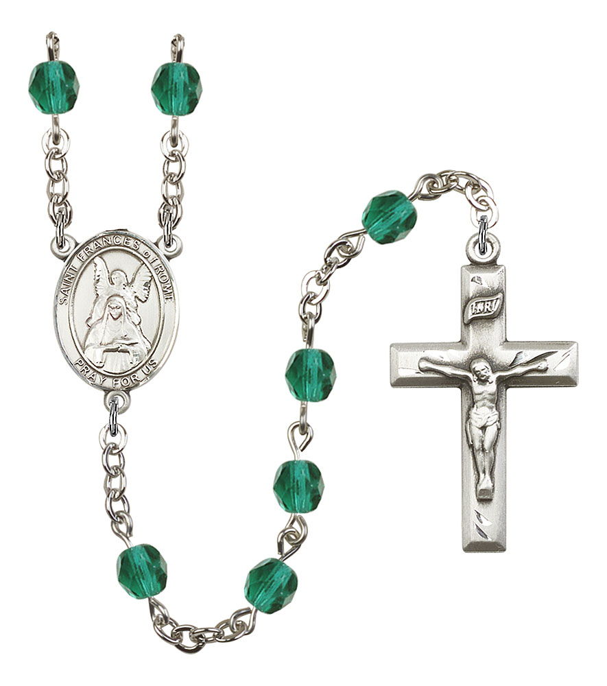 Saint Frances of Rome Engravable Rosary with Zircon Beads