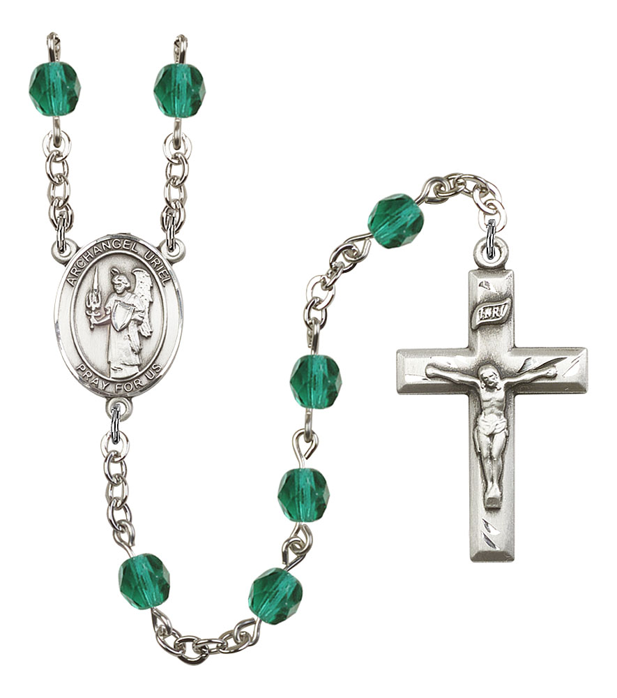 Saint Uriel the Archangel Engravable Rosary with Zircon Beads