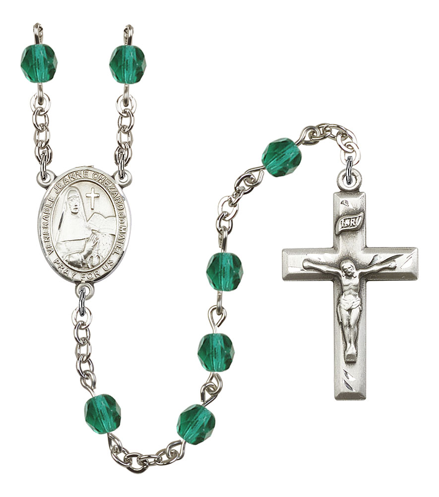 Saint Jeanne Chezard de Matel Engravable Rosary with Zircon Beads