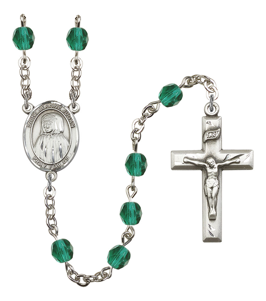 Saint Jeanne Jugan Engravable Rosary with Zircon Beads