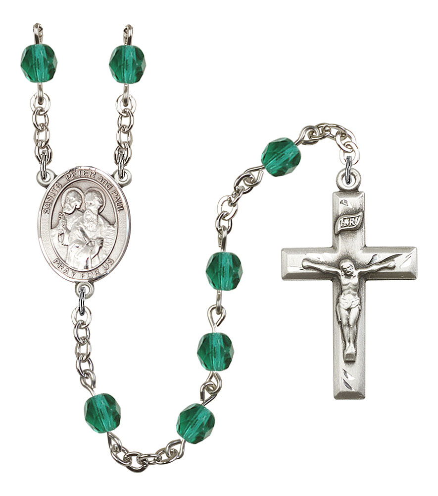 Sts. Peter & Paul Engravable Rosary with Zircon Beads