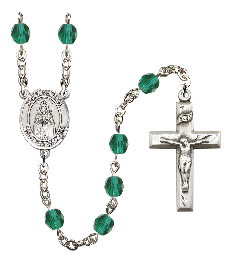 Our Lady Rosa Mystica Engravable Rosary with Zircon Beads