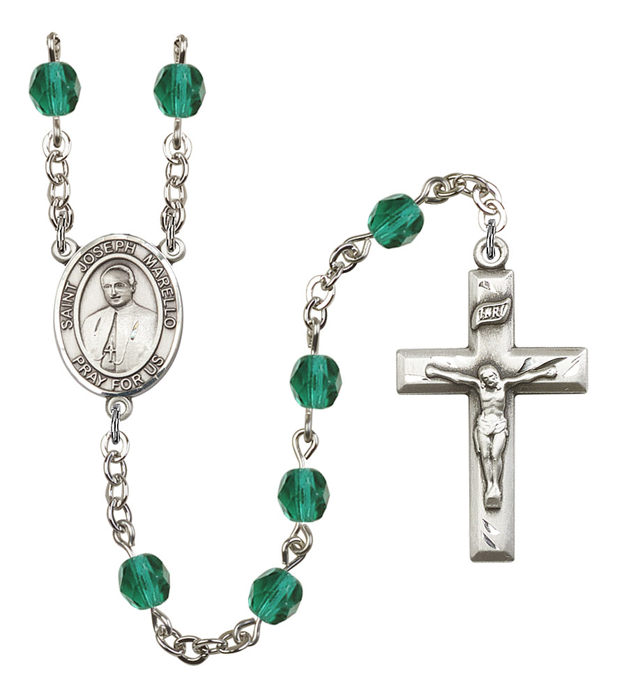 Saint Joseph Marello Engravable Rosary with Zircon Beads