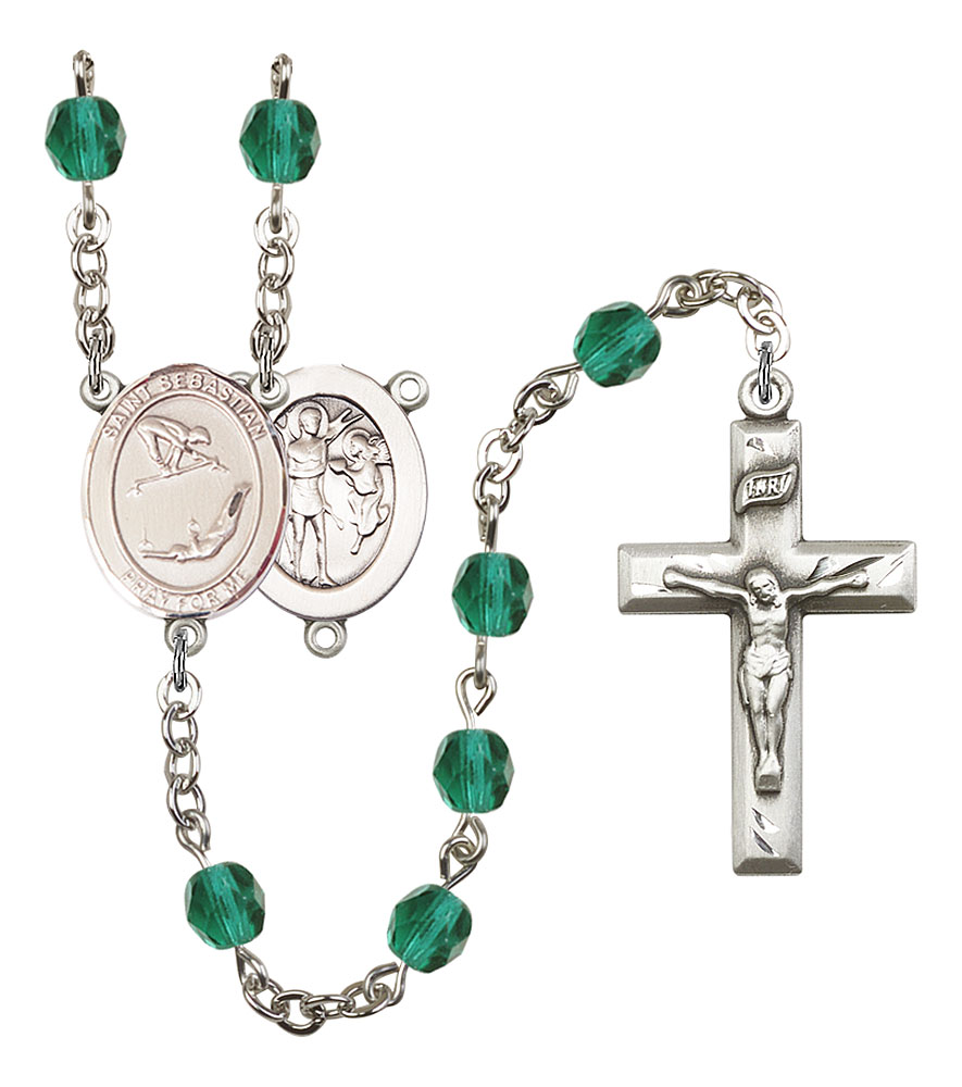 Saint Sebastian and Gymnastics Rosary with Zircon Beads