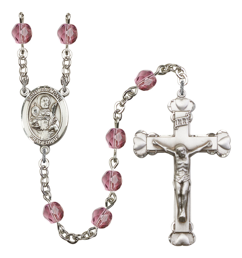 Saint Raymond Nonnatus Engravable Rosary with Amethyst Beads