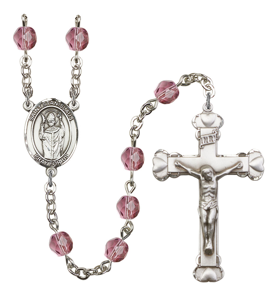 Saint Stanislaus Engravable Rosary with Amethyst Beads