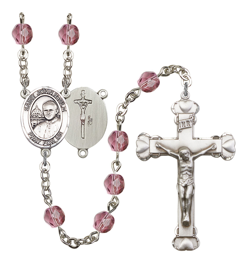 Saint John Paul II Rosary with Amethyst Beads