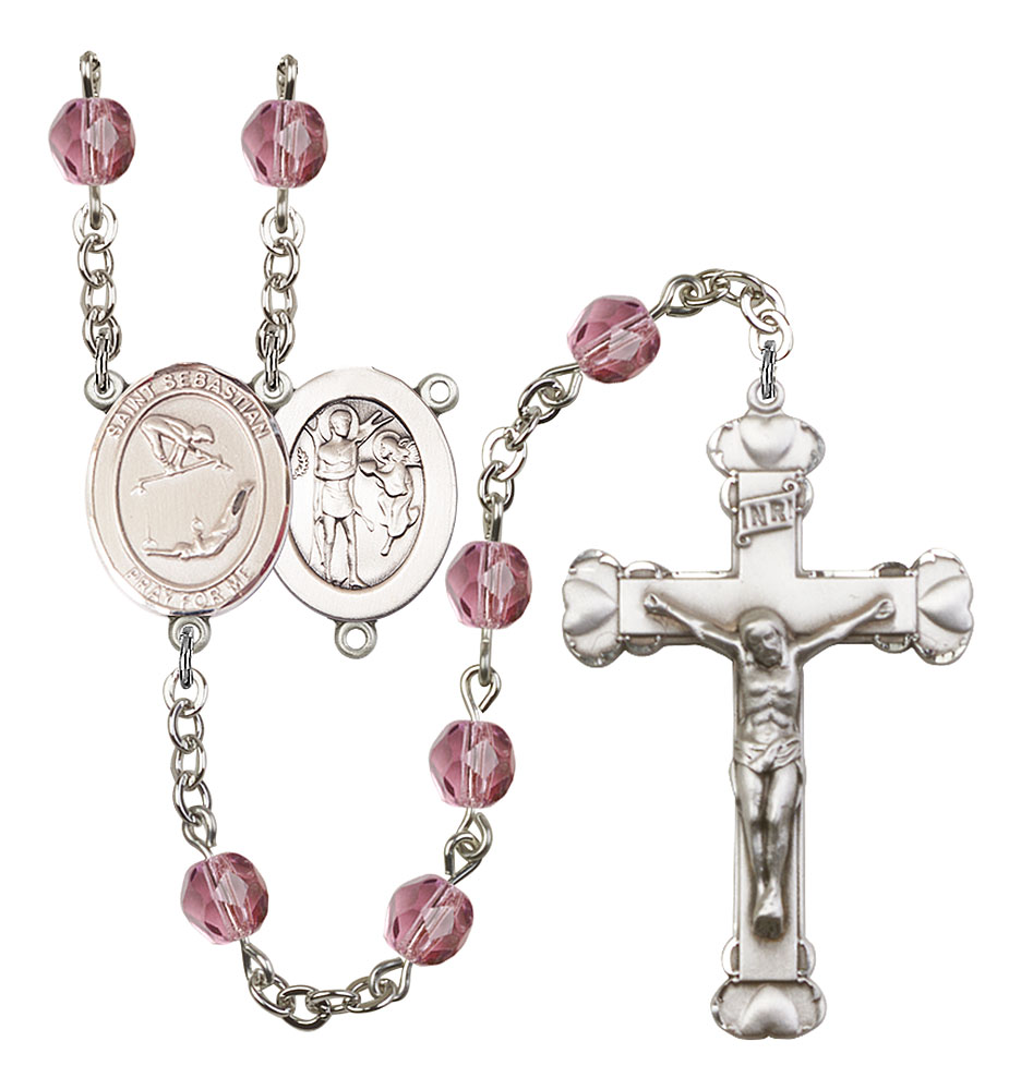 Saint Sebastian and Gymnastics Rosary with Amethyst Beads