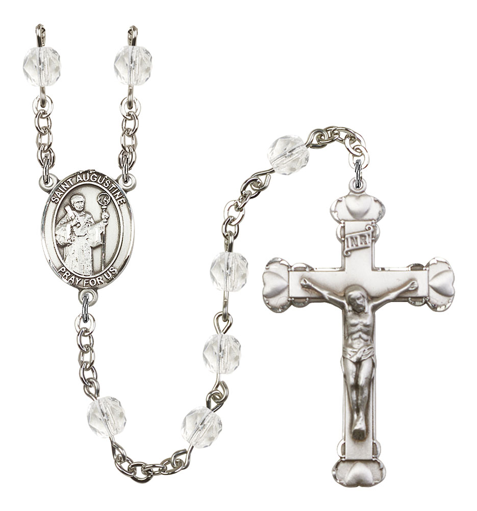 Saint Augustine Engravable Rosary with Crystal Beads