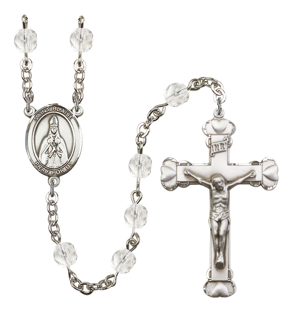 Saint Blaise Engravable Rosary with Crystal Beads