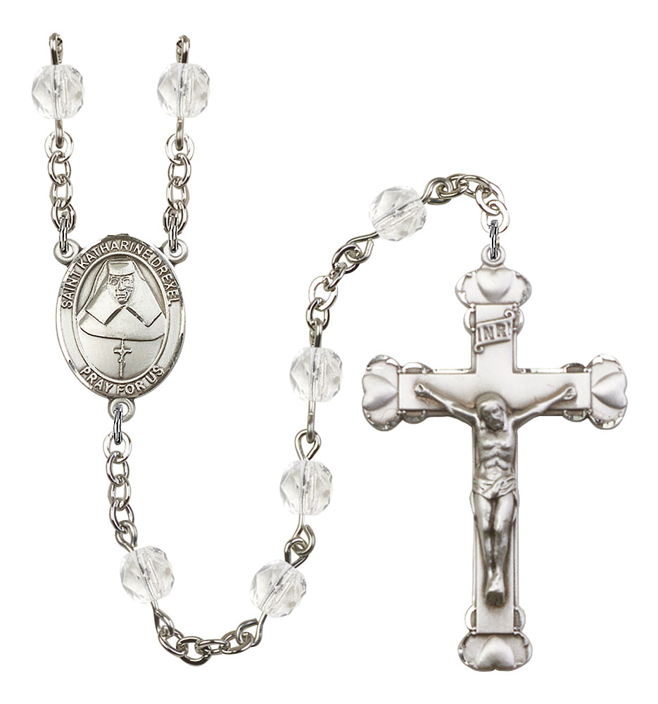 Saint Katharine Drexel Engravable Rosary with Crystal Beads