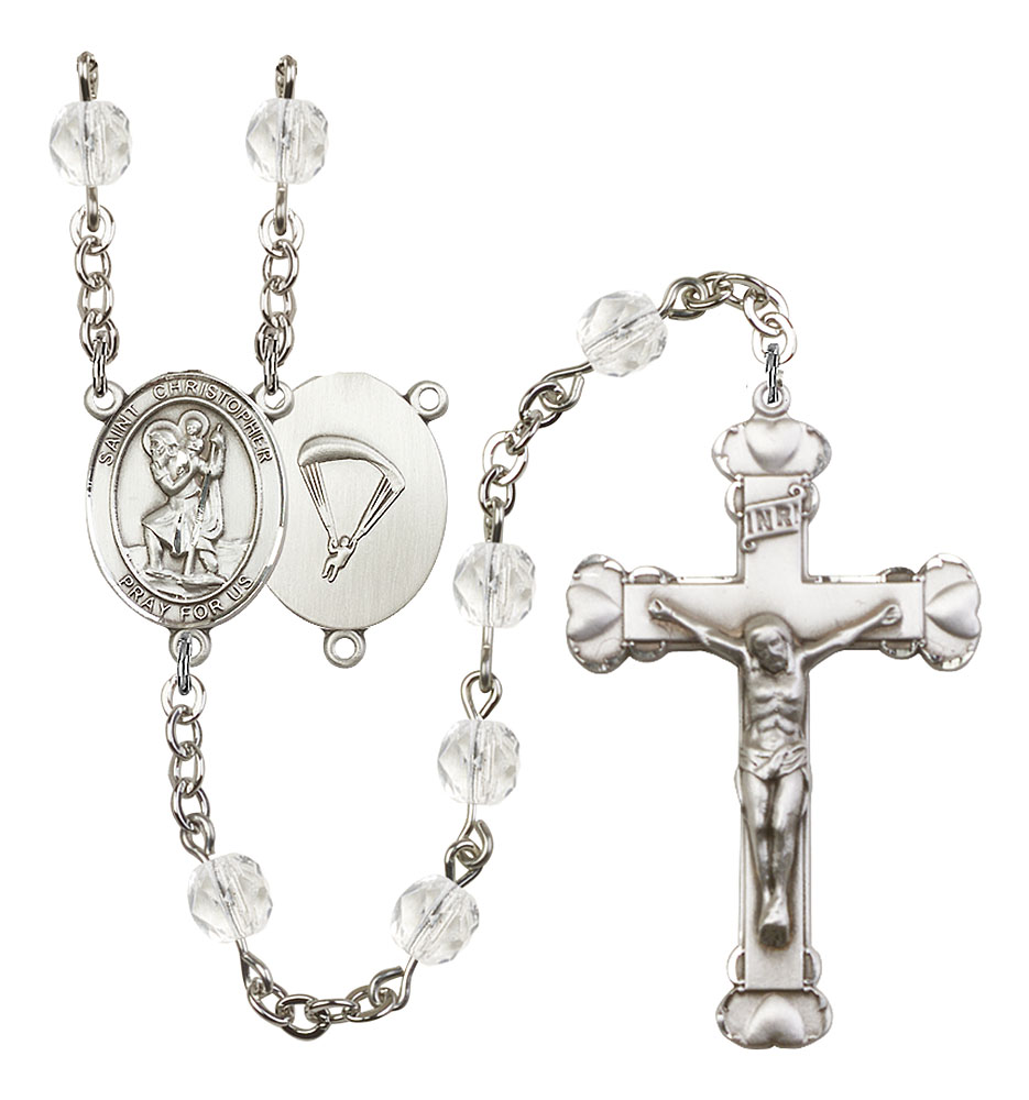 Saint Christopher and Paratrooper Rosary with Crystal Beads
