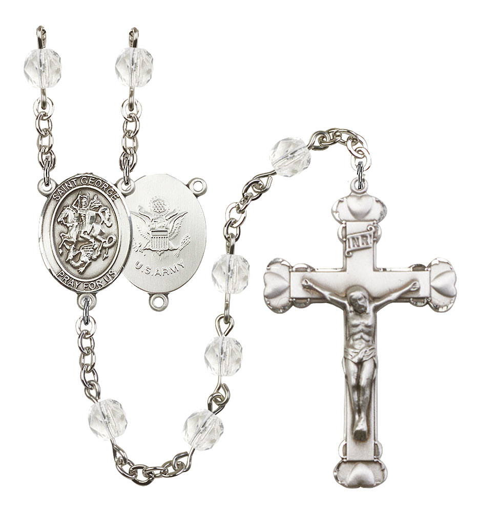 Saint George and Army Rosary with Crystal Beads