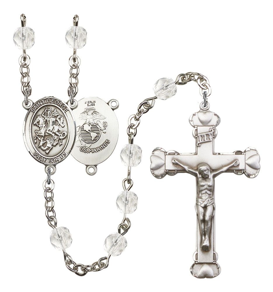 Saint George and Marines Rosary with Crystal Beads