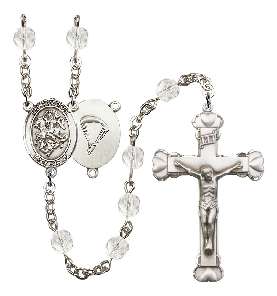 Saint George and Paratrooper Rosary with Crystal Beads