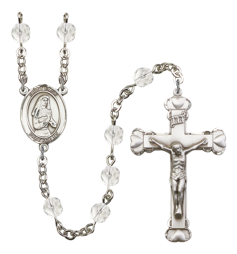 Saint Emily de Vialar Engravable Rosary with Crystal Beads