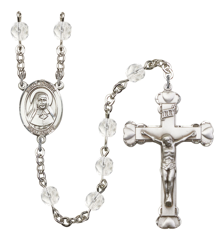 Saint Louise de Marillac Engravable Rosary with Crystal Beads
