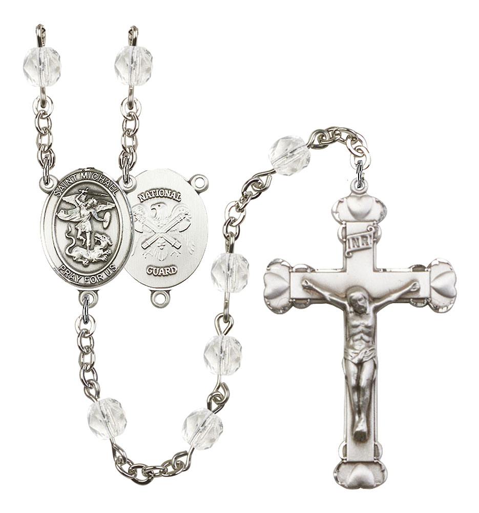 Saint Michael and Nat'l Guard Rosary with Crystal Beads