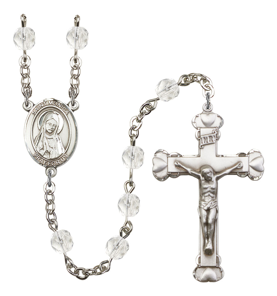 Saint Monica Engravable Rosary with Crystal Beads
