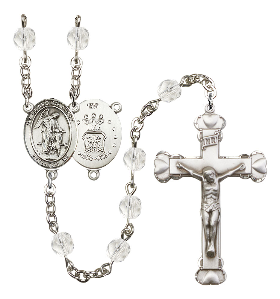 Guardian Angel and Air Force Rosary with Crystal Beads